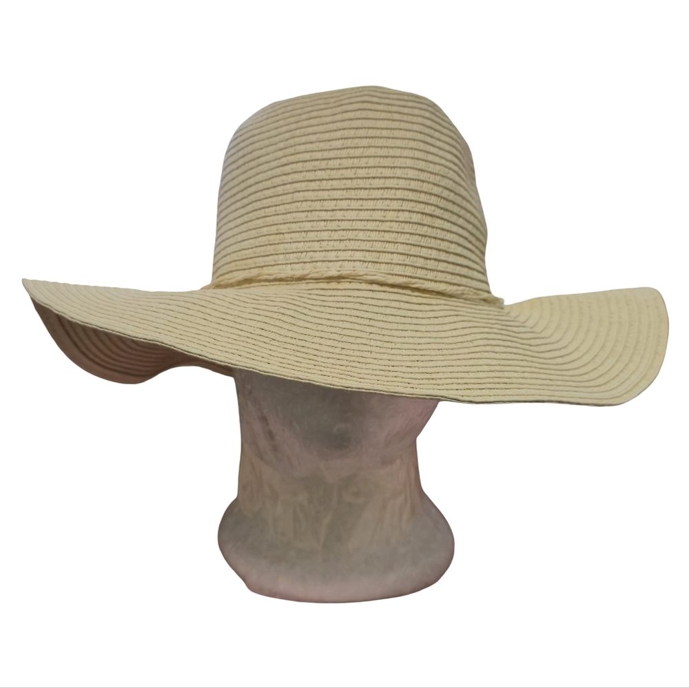 Liz Claiborn Wide Brim Straw Sun Hat - Cream